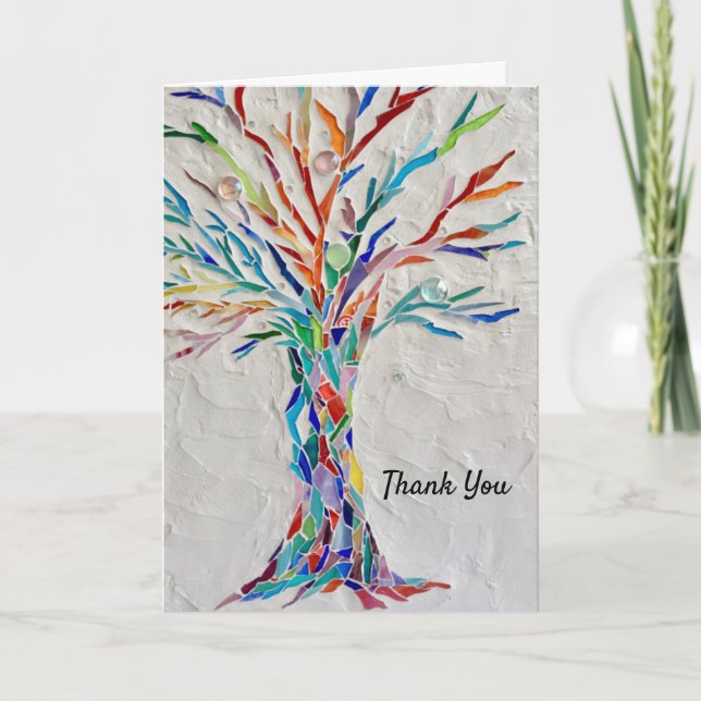 Colourful Tree Of Life Thank You Card (Front)