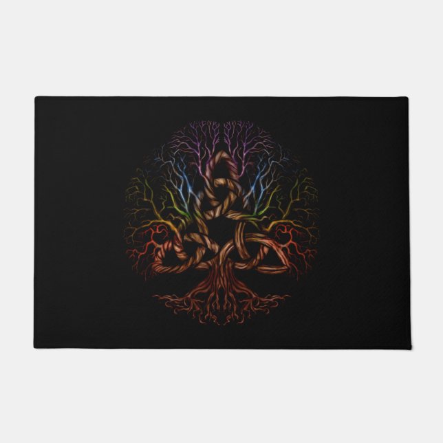 Colourful Tree of life with Triquetra Doormat (Front)