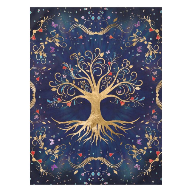 Colourful Tree of Life - Yggdrasil Tablecloth (Front)