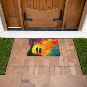 Colourful Tree of Love Doormat