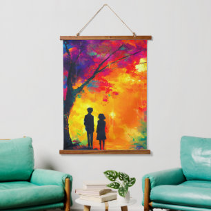 Colourful Tree of Love Hanging Tapestry