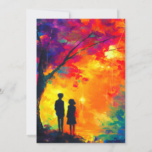 Colourful Tree of Love Holiday Card