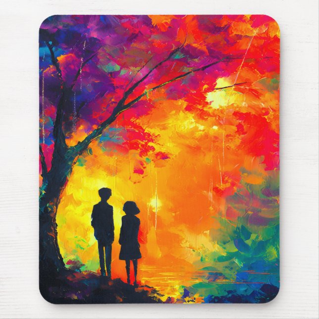 Colourful Tree of Love Mouse Pad (Front)