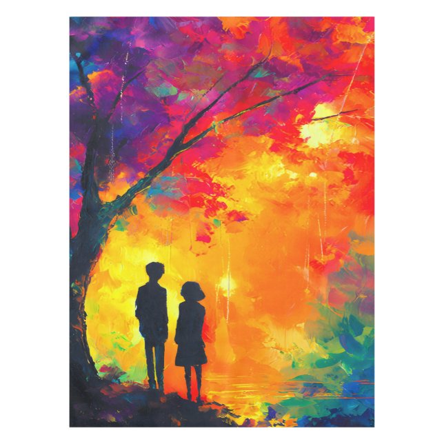 Colourful Tree of Love Tablecloth (Front)