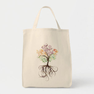 Colourful Tree With Roots Organic Tote Bag