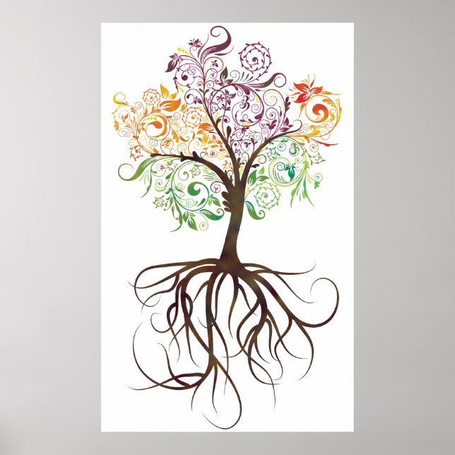 Colourful Tree With Roots Poster (Front)