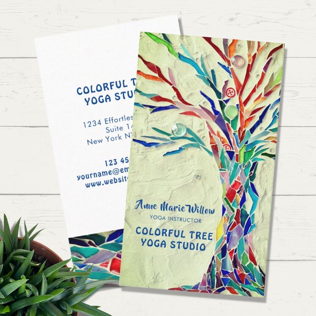 Colourful Tree Yoga Studio Green Business Card (Creator Uploaded)