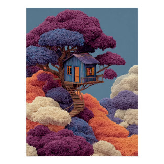 Colourful Treehouse Wall Art