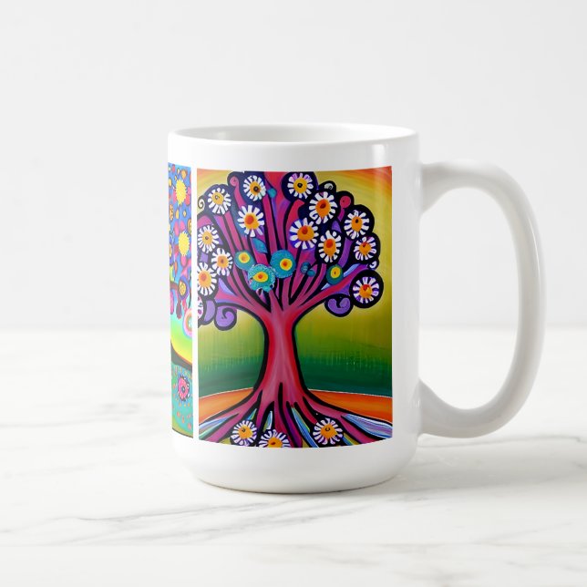 Colourful Trees | Folk Art | Whimsical AI Art Coffee Mug (Right)