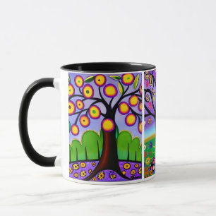 Colourful Trees Folk Art Whimsical AI Art Mug