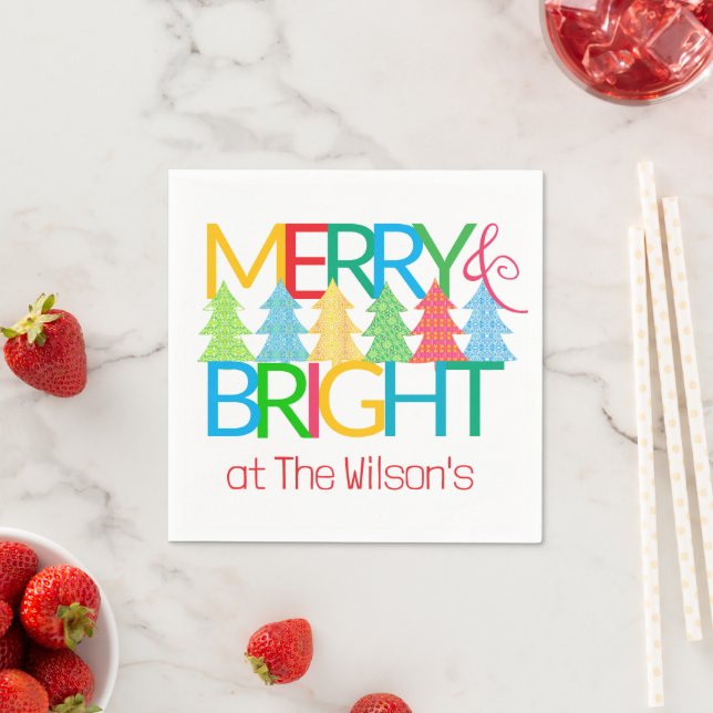 Colourful Trees Holiday Napkins (Insitu)