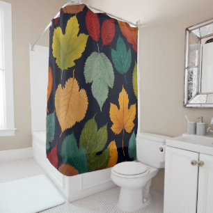 Colourful Trees - Leaf Pattern Shower Curtain Set