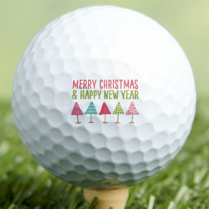 Colourful Trees Merry Christmas & Happy New Year Golf Balls