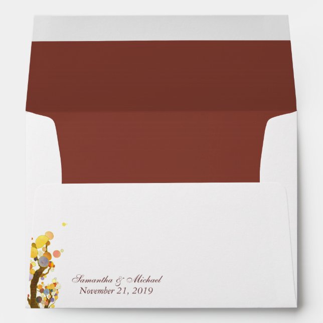 Colourful Trees Pre Addressed Wedding Envelopes (Back (Bottom))