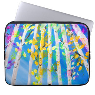 Colourful Trees with Neon Leaves Painting Laptop Sleeve