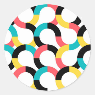 Colourful, trendy, cheerful, fun modern geometric classic round sticker