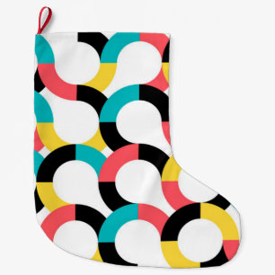 Colourful, trendy, cheerful, fun modern geometric large christmas stocking