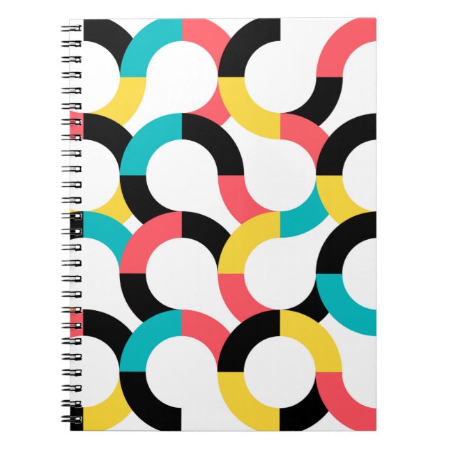 Colourful, trendy, cheerful, fun modern geometric notebook (Front)