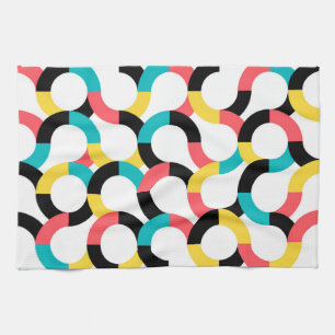 Colourful, trendy, cheerful, fun modern geometric tea towel