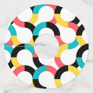 Colourful, trendy, cheerful, fun modern geometric wine glass tag