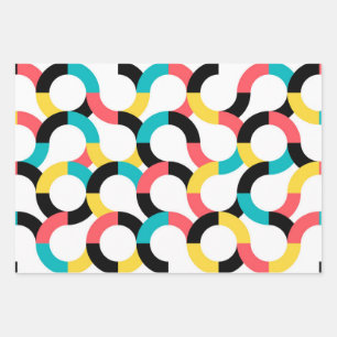Colourful, trendy, cheerful, fun modern geometric wrapping paper sheet