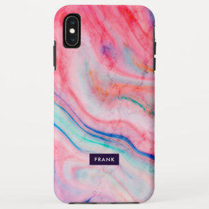 Colourful trendy faux agate stone texture iPhone XS max case