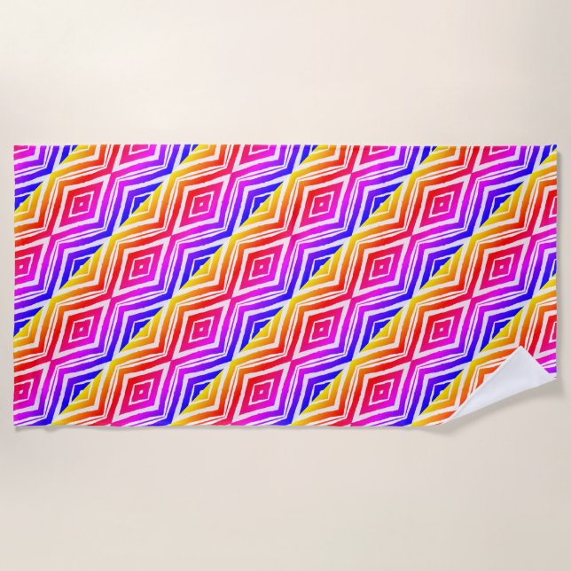  Colourful Trendy Geometric Beach Towel (Front)