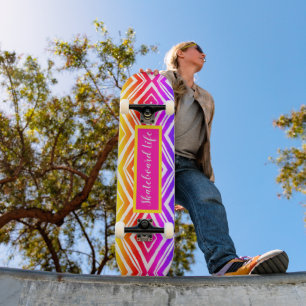 Colourful Trendy Geometric Skateboard