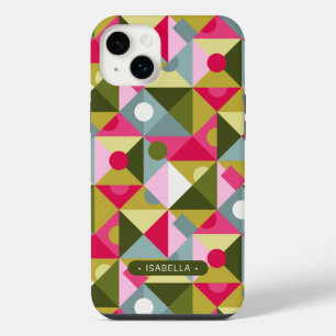 Colourful Trendy Modern Girly Pattern Custom Name iPhone 14 Plus Case