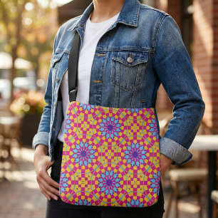 Colourful Trendy Modern Mosaic Geometric Pattern Crossbody Bag