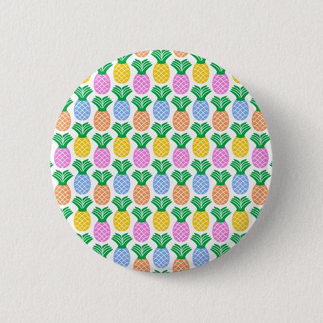Colourful Trendy Pineapple Pattern 6 Cm Round Badge (Front)