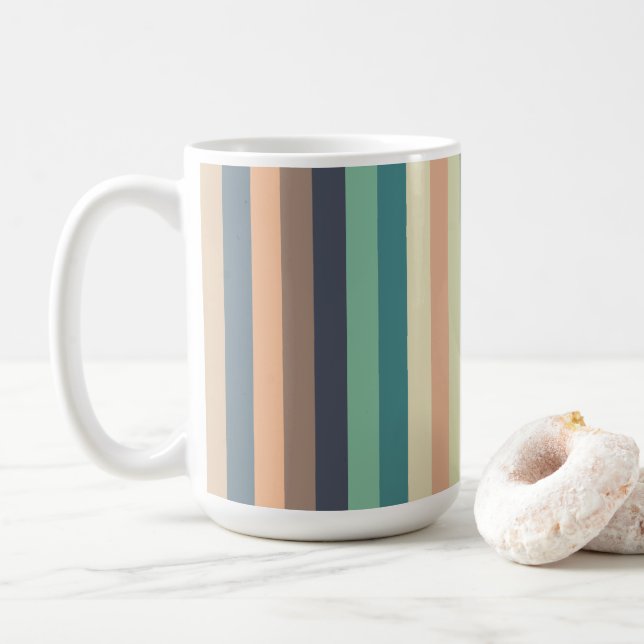 Colourful Trendy Stripes  Coffee Mug (With Donut)