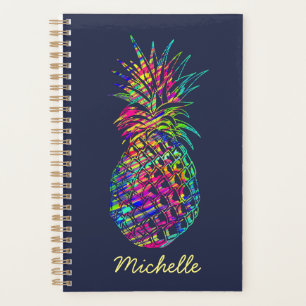 Colourful Trendy Tropical Pineapple Personalised Planner