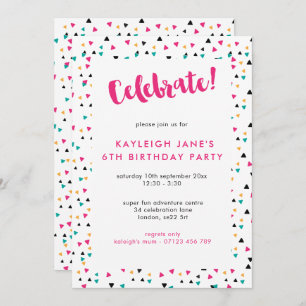 Colourful Triangle Confetti Party Invitation