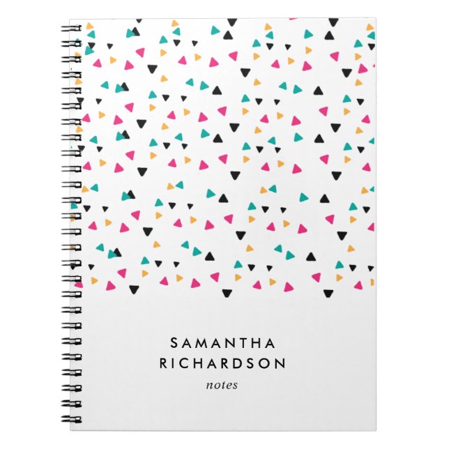 Colourful Triangle Confetti Personalised Notebook (Front)