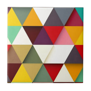 Colourful triangle mash-up ceramic tile