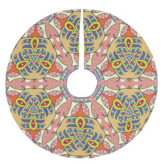 Colourful triangle patchwork, hand-drawn art. brushed polyester tree skirt