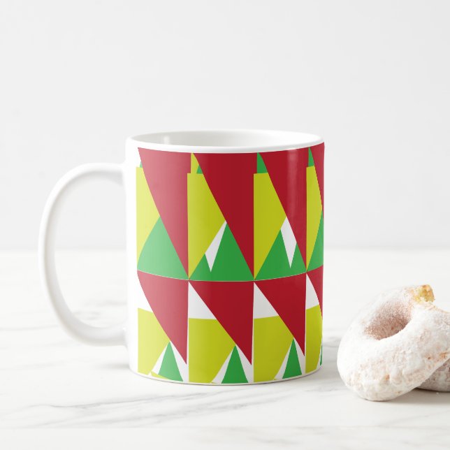 Colourful Triangle Pattern Coffee Mug (With Donut)