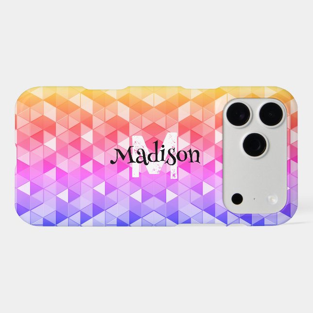 Colourful triangle retro geometry pattern Monogram (Back Horizontal)