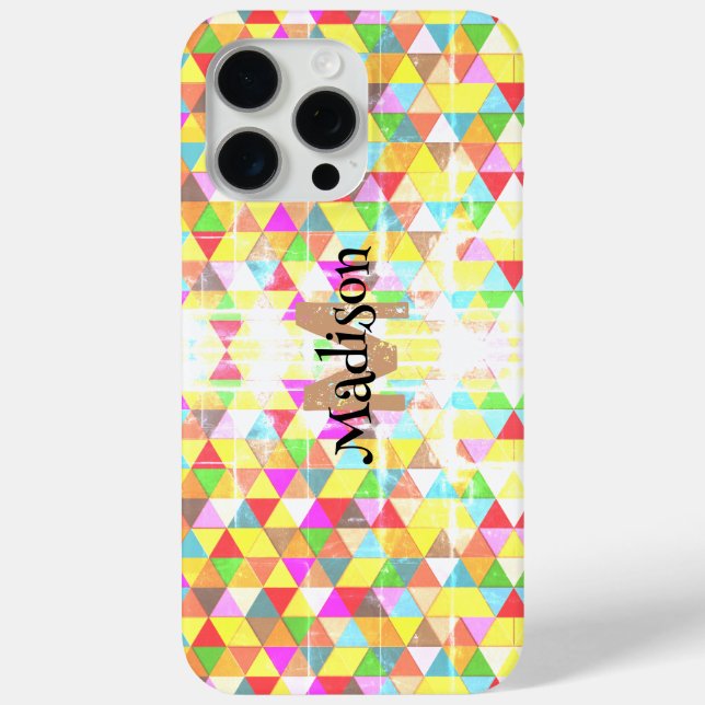 Colourful triangle retro geometry pattern Monogram Case-Mate iPhone Case (Back)