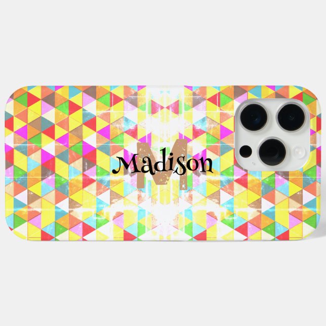 Colourful triangle retro geometry pattern Monogram Case-Mate iPhone Case (Back (Horizontal))