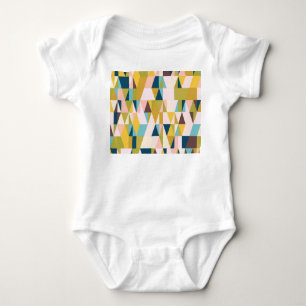 Colourful triangle tiles, vintage background. baby bodysuit