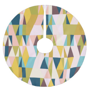Colourful triangle tiles, vintage background. brushed polyester tree skirt