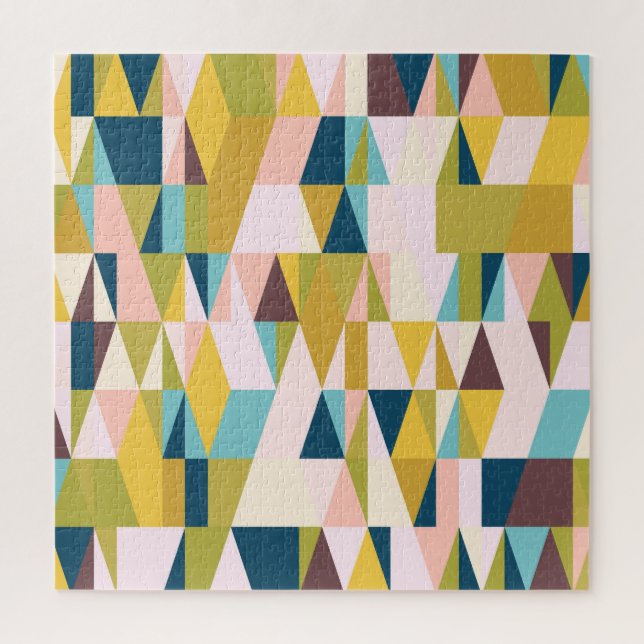 Colourful triangle tiles, vintage background. jigsaw puzzle (Vertical)