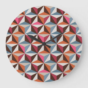 Colourful Triangle Tiles: Vintage Mosaic Large Clock