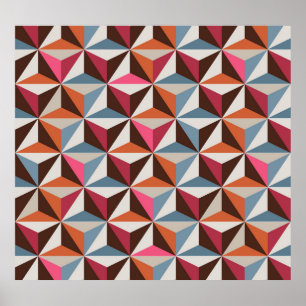 Colourful Triangle Tiles: Vintage Mosaic Poster