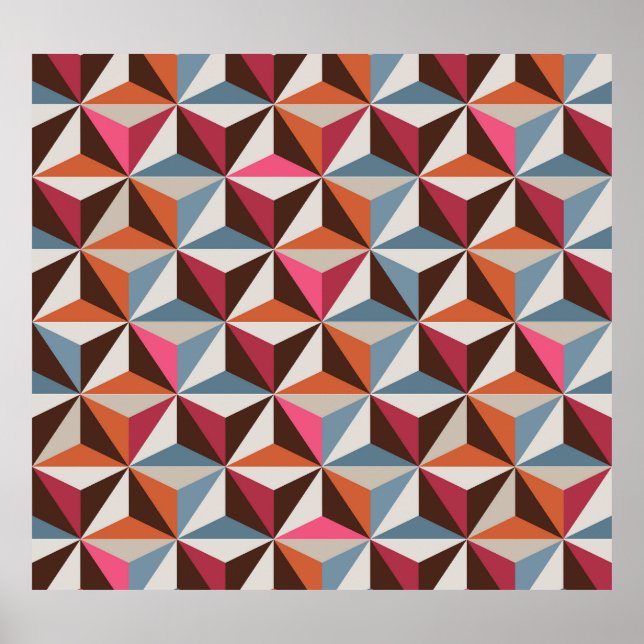 Colourful Triangle Tiles: Vintage Mosaic Poster (Front)