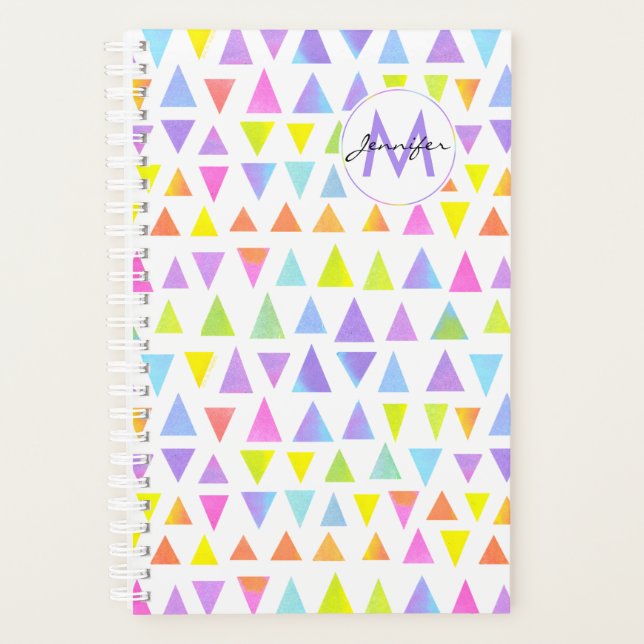 Colourful Triangle Watercolor Pattern Planner (Front)