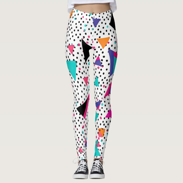 Colourful triangles 80s style leggings (Front)