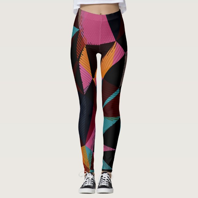 Colourful Triangles Abstract Geometric Background. Leggings (Front)